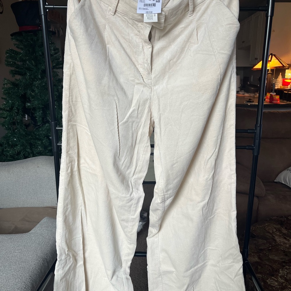 American Eagle Outfitters Cream Corduroy Pants